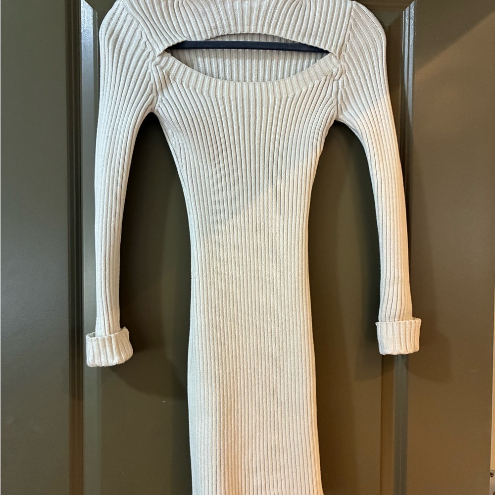 Windsor Ribbed Knit Dress in Ivory